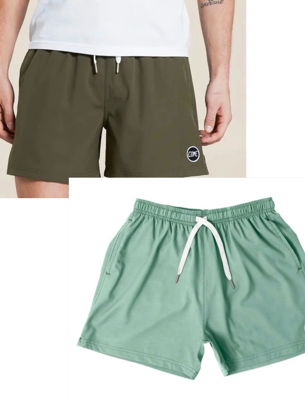 COVE 2 pack hybrid shorts size 34 seafoam/olive NEW
